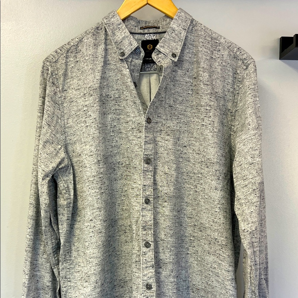 Denim and FlowerMen's Gray/White Button-Up Shirt Sz XL Ricky Singer